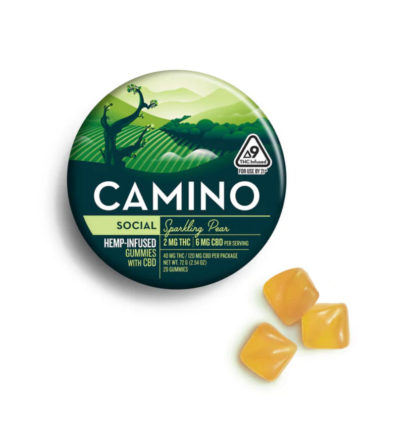 Camino Sparkling Pear - Social - 2mg THC : 6mg CBD Gummies (100mg)